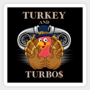 Turkey And Turbos Funny Thanksgiving Cool Twin Turbos Racing Sticker